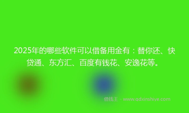 2025年的哪些软件可以借备用金有：替你还、快贷通、东方汇、百度有钱花、安逸花等。