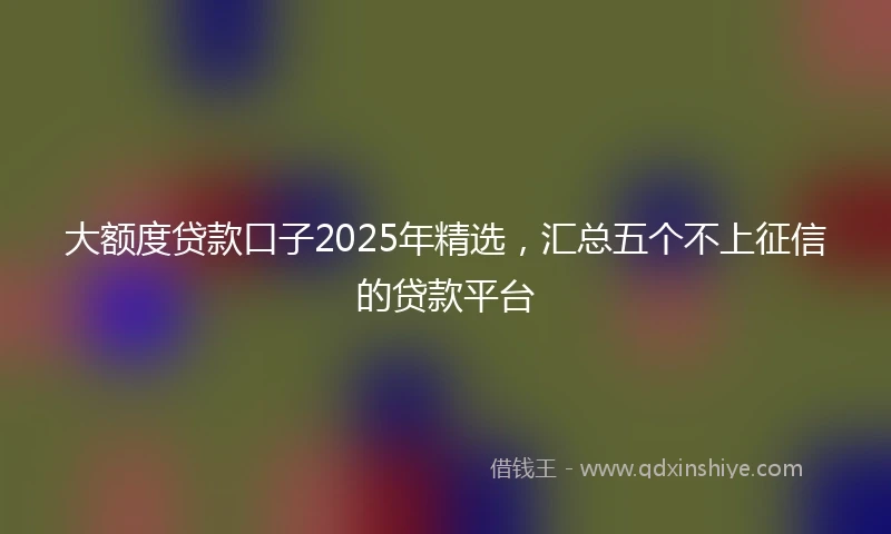 大额度贷款口子2025年精选，汇总五个不上征信的贷款平台