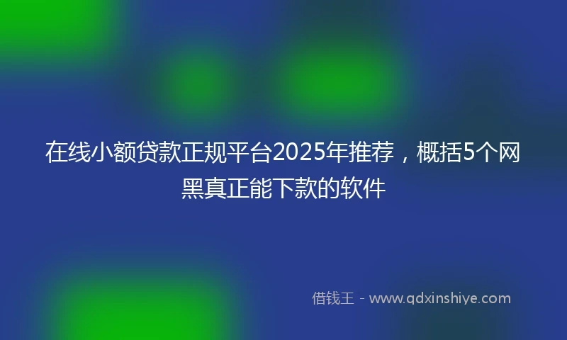 在线小额贷款正规平台2025年推荐，概括5个网黑真正能下款的软件
