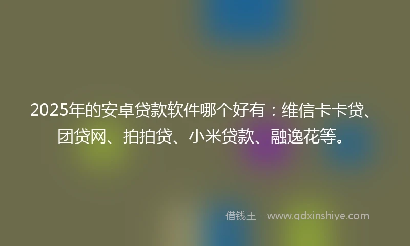 2025年的安卓贷款软件哪个好有：维信卡卡贷、团贷网、拍拍贷、小米贷款、融逸花等。