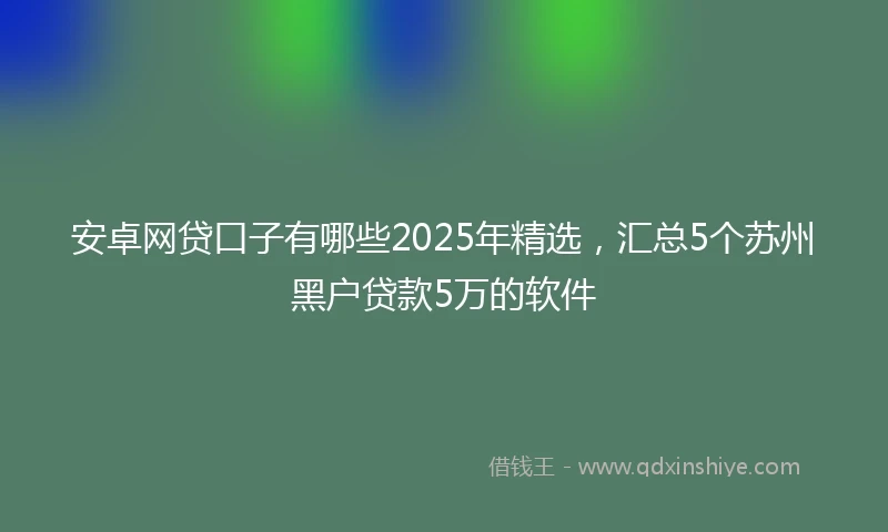 安卓网贷口子有哪些2025年精选,汇总5个苏州黑户贷款5万的软件