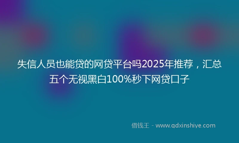 失信人员也能贷的网贷平台吗2025年推荐，汇总五个无视黑白100%秒下网贷口子