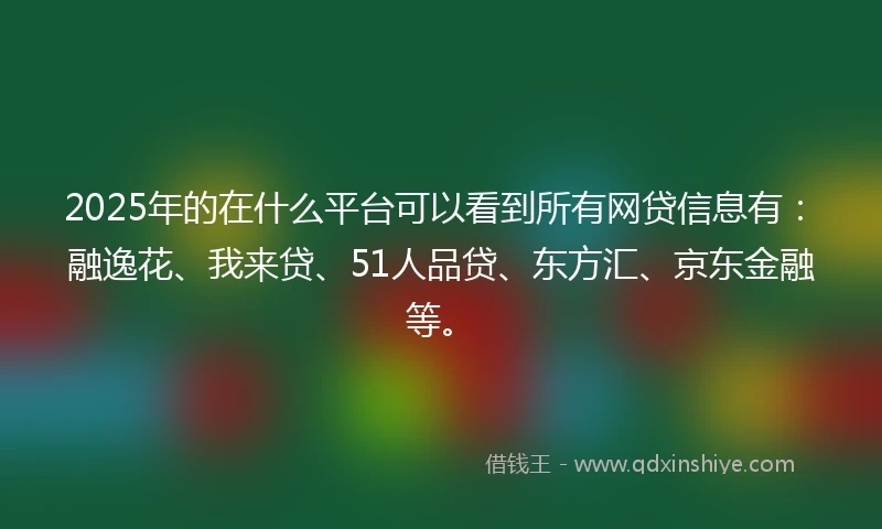 2025年的在什么平台可以看到所有网贷信息有：融逸花、我来贷、51人品贷、东方汇、京东金融等。