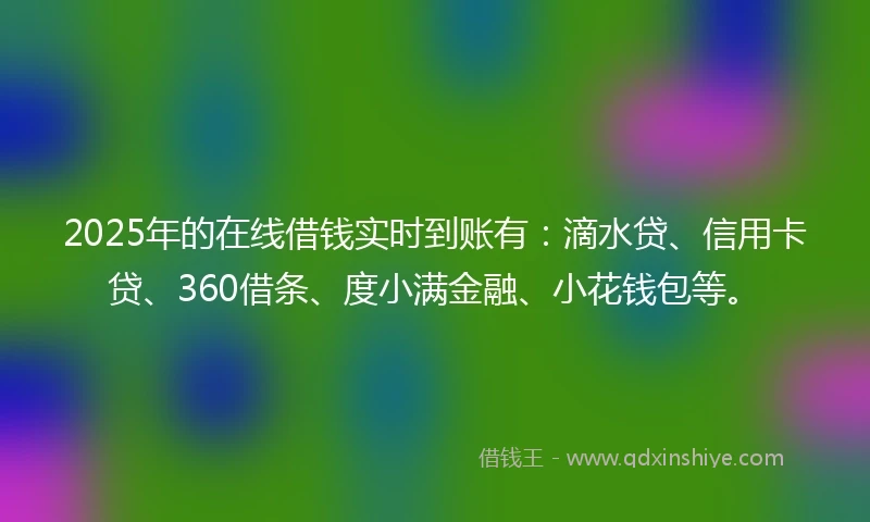 2025年的在线借钱实时到账有：滴水贷、信用卡贷、360借条、度小满金融、小花钱包等。