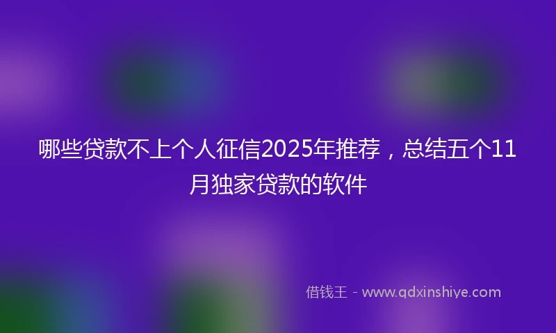 哪些贷款不上个人征信2025年推荐，总结五个11月独家贷款的软件