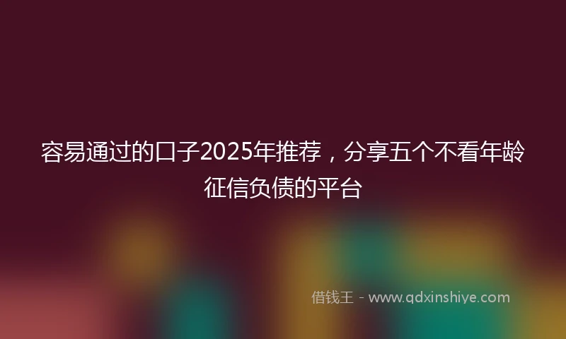 容易通过的口子2025年推荐，分享五个不看年龄征信负债的平台
