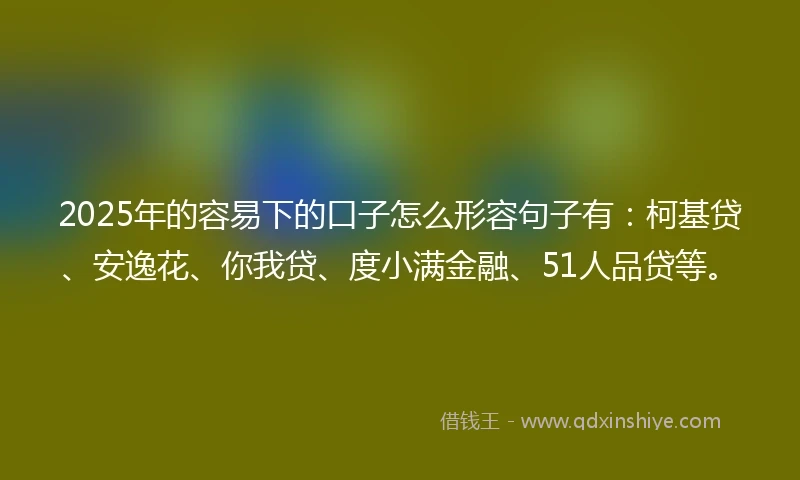 2025年的容易下的口子怎么形容句子有：柯基贷、安逸花、你我贷、度小满金融、51人品贷等。