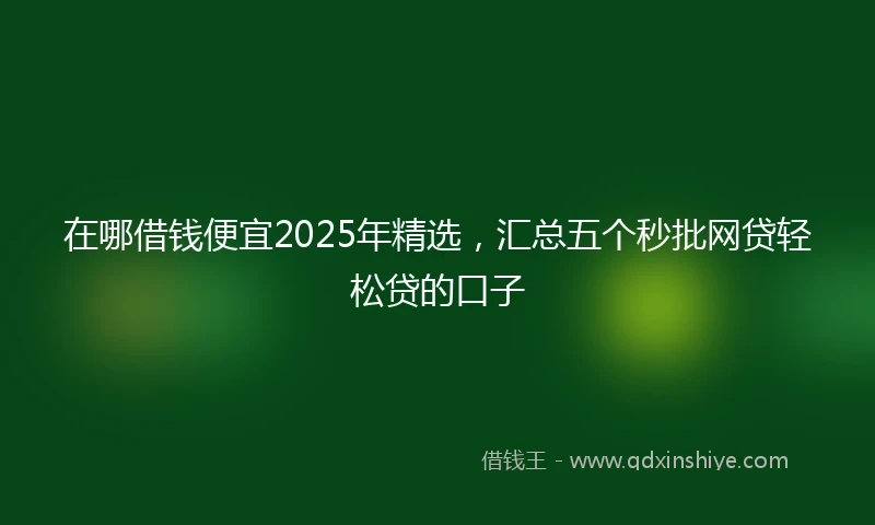 在哪借钱便宜2025年精选，汇总五个秒批网贷轻松贷的口子