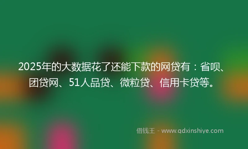 2025年的大数据花了还能下款的网贷有：省呗、团贷网、51人品贷、微粒贷、信用卡贷等。