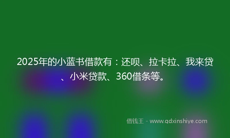 2025年的小蓝书借款有：还呗、拉卡拉、我来贷、小米贷款、360借条等。
