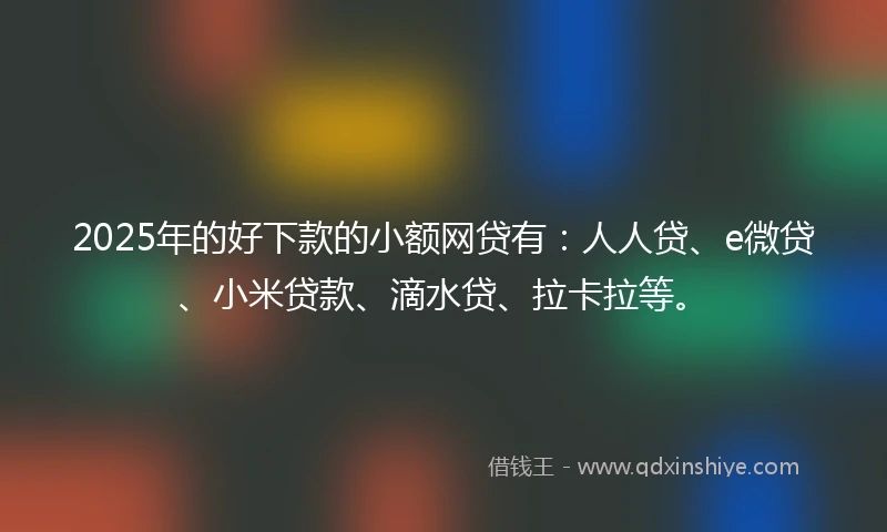2025年的好下款的小额网贷有：人人贷、e微贷、小米贷款、滴水贷、拉卡拉等。