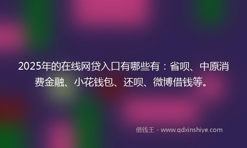 2025年的在线网贷入口有哪些有：省呗、中原消费金融、小花钱包、还呗、微博借钱等。
