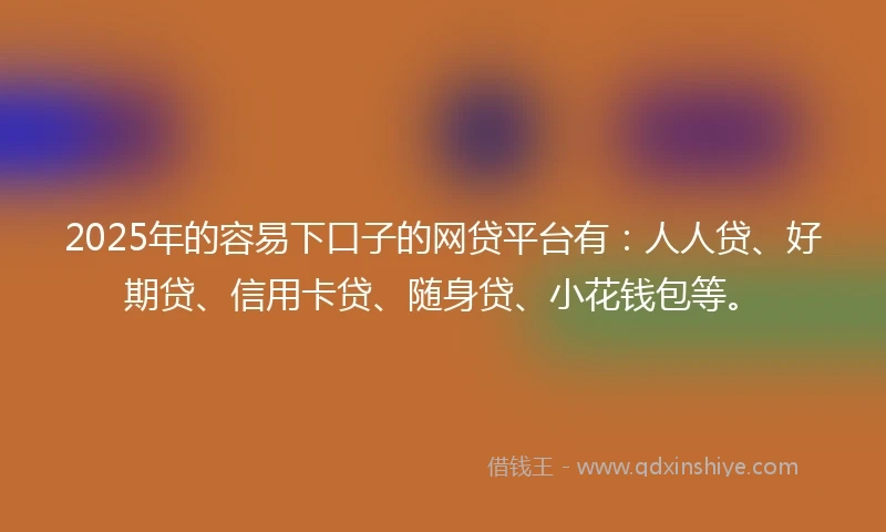 2025年的容易下口子的网贷平台有：人人贷、好期贷、信用卡贷、随身贷、小花钱包等。