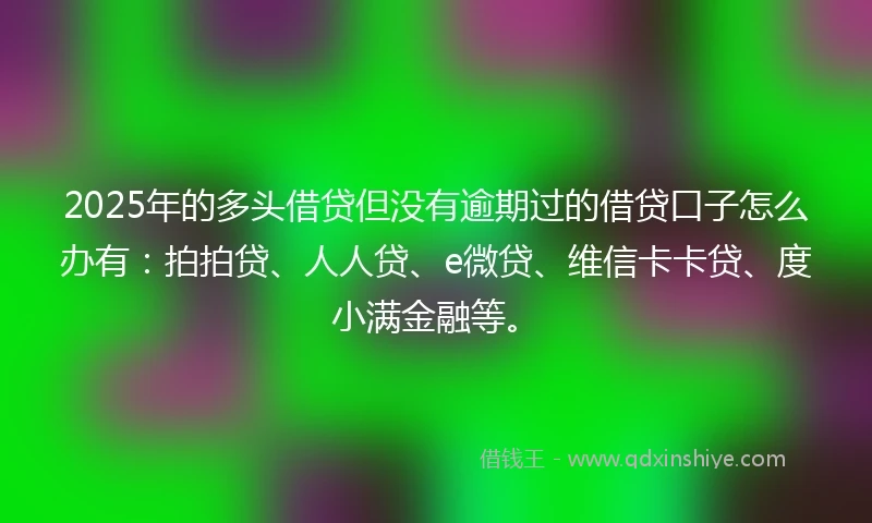 2025年的多头借贷但没有逾期过的借贷口子怎么办有：拍拍贷、人人贷、e微贷、维信卡卡贷、度小满金融等。