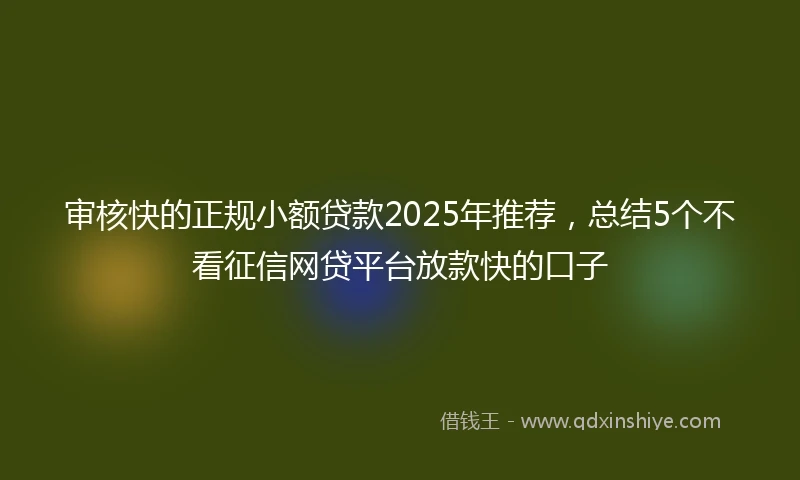 审核快的正规小额贷款2025年推荐，总结5个不看征信网贷平台放款快的口子
