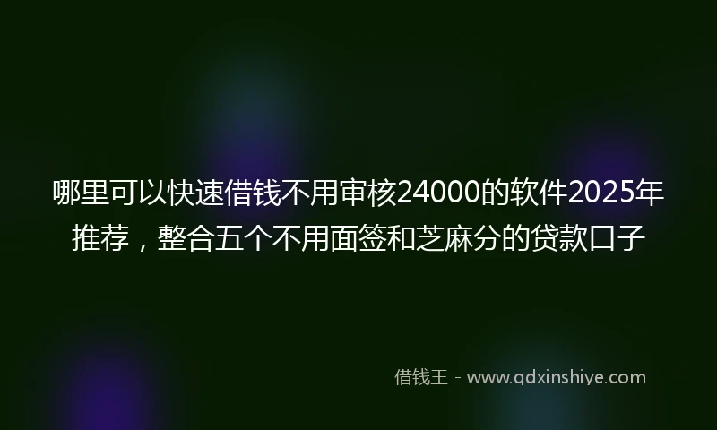 哪里可以快速借钱不用审核24000的软件2025年推荐，整合五个不用面签和芝麻分的贷款口子