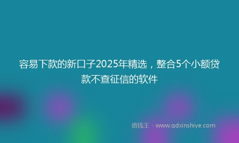 容易下款的新口子2025年精选，整合5个小额贷款不查征信的软件