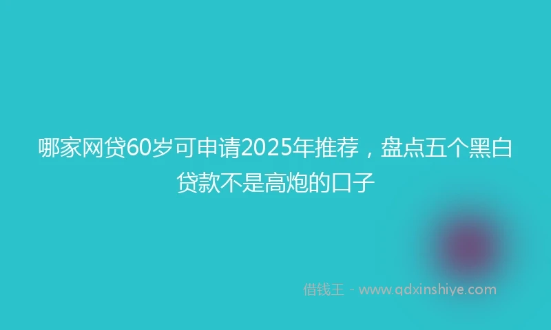 哪家网贷60岁可申请2025年推荐，盘点五个黑白贷款不是高炮的口子