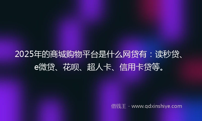 2025年的商城购物平台是什么网贷有：读秒贷、e微贷、花呗、超人卡、信用卡贷等。