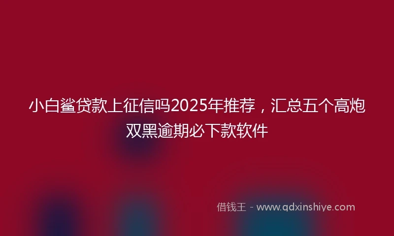 小白鲨贷款上征信吗2025年推荐，汇总五个高炮双黑逾期必下款软件