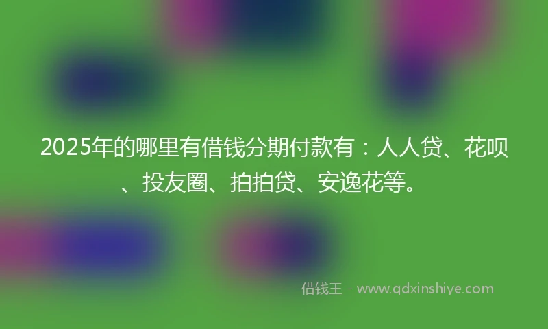 2025年的哪里有借钱分期付款有：人人贷、花呗、投友圈、拍拍贷、安逸花等。