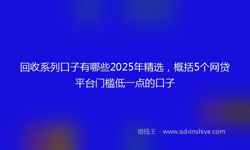 回收系列口子有哪些2025年精选，概括5个网贷平台门槛低一点的口子