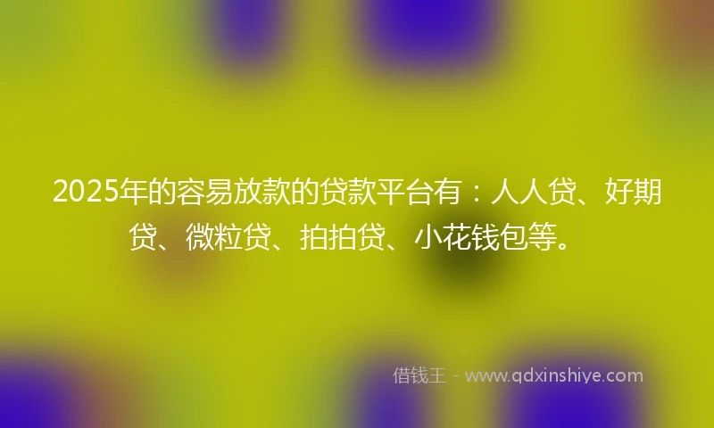 2025年的容易放款的贷款平台有：人人贷、好期贷、微粒贷、拍拍贷、小花钱包等。