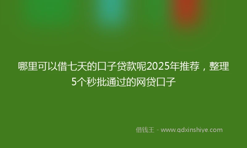 哪里可以借七天的口子贷款呢2025年推荐，整理5个秒批通过的网贷口子