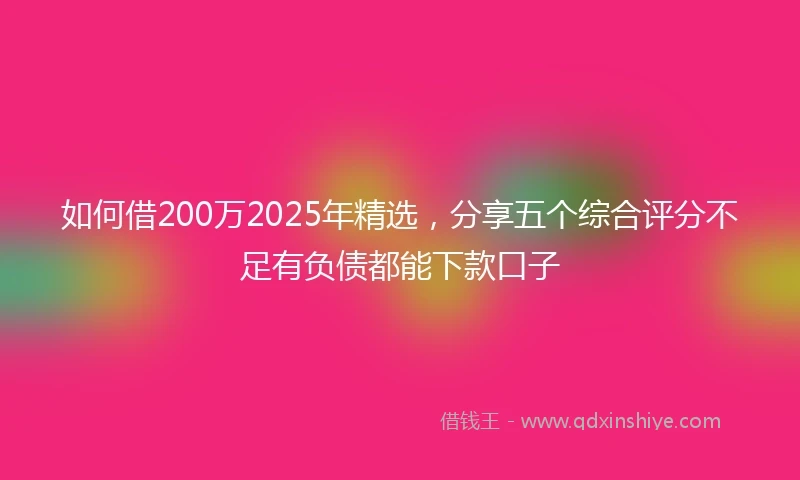 如何借200万2025年精选，分享五个综合评分不足有负债都能下款口子