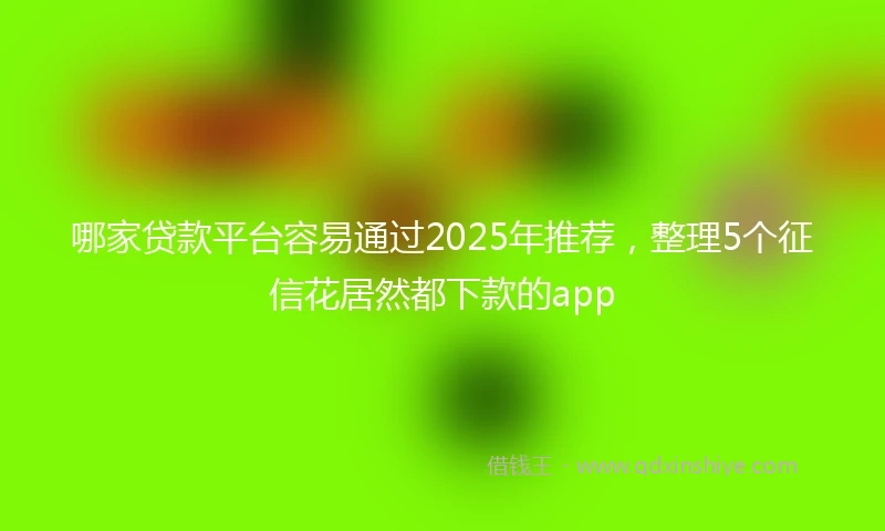 哪家贷款平台容易通过2025年推荐，整理5个征信花居然都下款的app