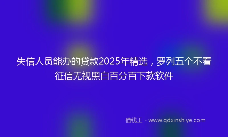 失信人员能办的贷款2025年精选，罗列五个不看征信无视黑白百分百下款软件