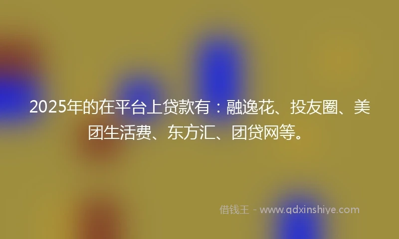 2025年的在平台上贷款有：融逸花、投友圈、美团生活费、东方汇、团贷网等。