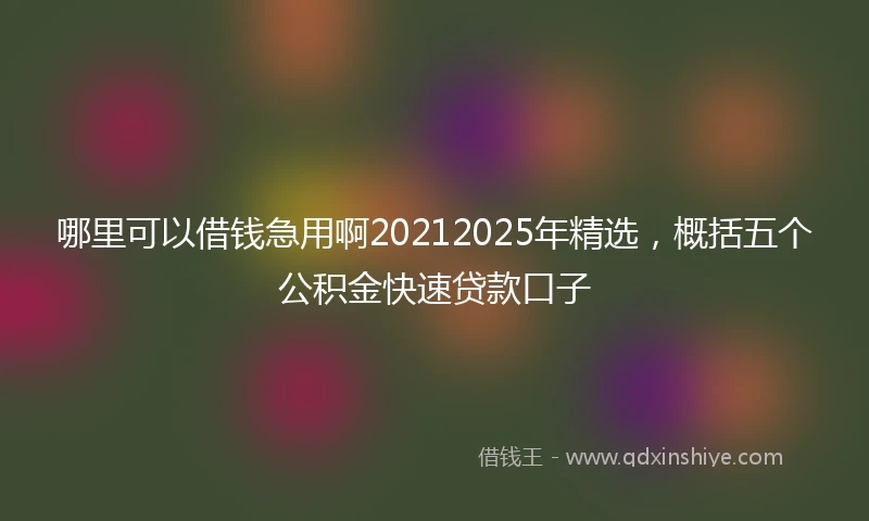 哪里可以借钱急用啊20212025年精选，概括五个公积金快速贷款口子