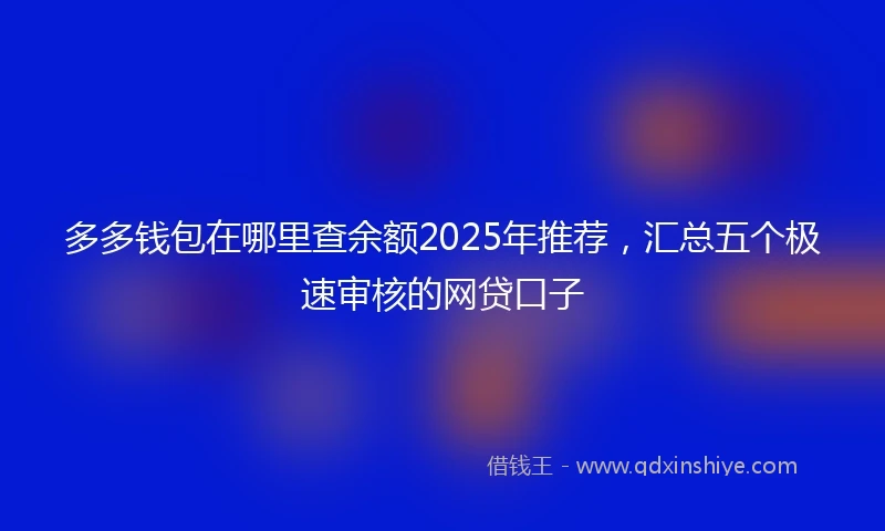 多多钱包在哪里查余额2025年推荐，汇总五个极速审核的网贷口子