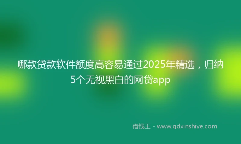 哪款贷款软件额度高容易通过2025年精选，归纳5个无视黑白的网贷app