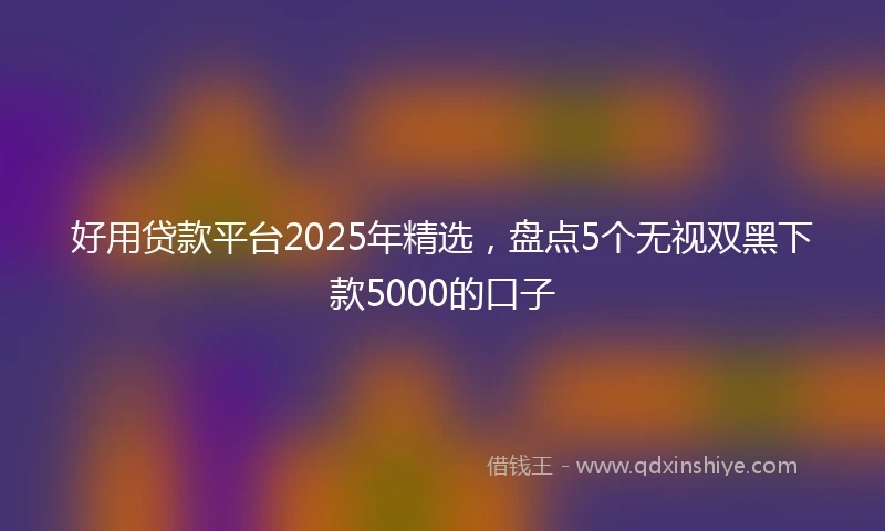 好用贷款平台2025年精选，盘点5个无视双黑下款5000的口子