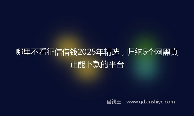 哪里不看征信借钱2025年精选，归纳5个网黑真正能下款的平台