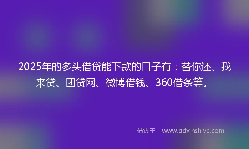 2025年的多头借贷能下款的口子有：替你还、我来贷、团贷网、微博借钱、360借条等。