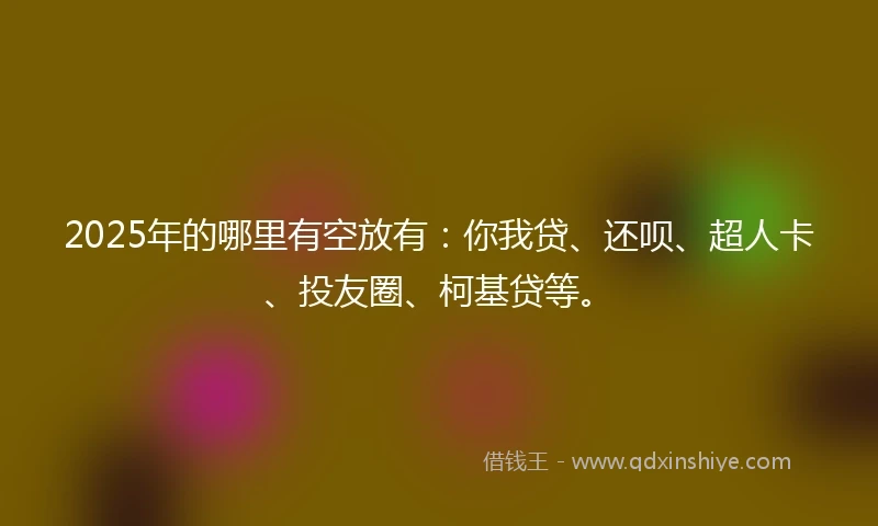 2025年的哪里有空放有：你我贷、还呗、超人卡、投友圈、柯基贷等。