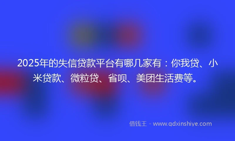 2025年的失信贷款平台有哪几家有：你我贷、小米贷款、微粒贷、省呗、美团生活费等。