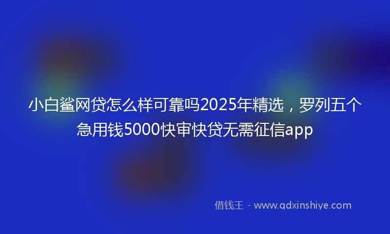 小白鲨网贷怎么样可靠吗2025年精选，罗列五个急用钱5000快审快贷无需征信app