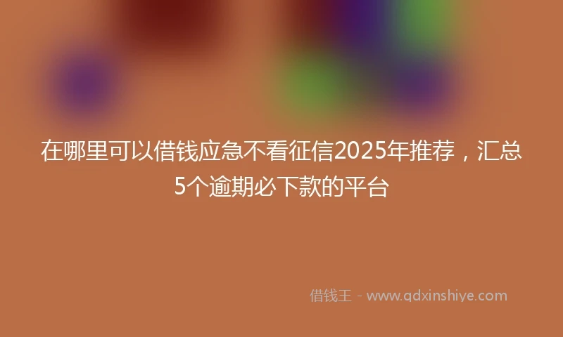 在哪里可以借钱应急不看征信2025年推荐，汇总5个逾期必下款的平台
