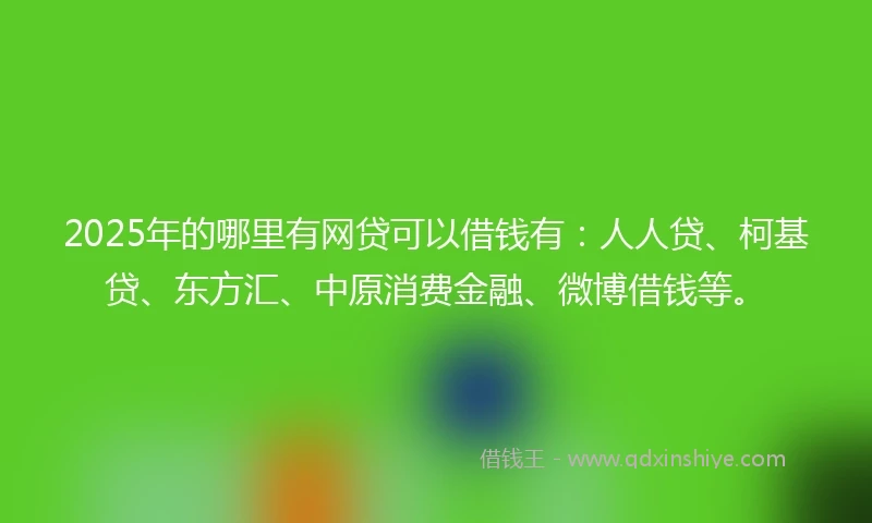 2025年的哪里有网贷可以借钱有：人人贷、柯基贷、东方汇、中原消费金融、微博借钱等。