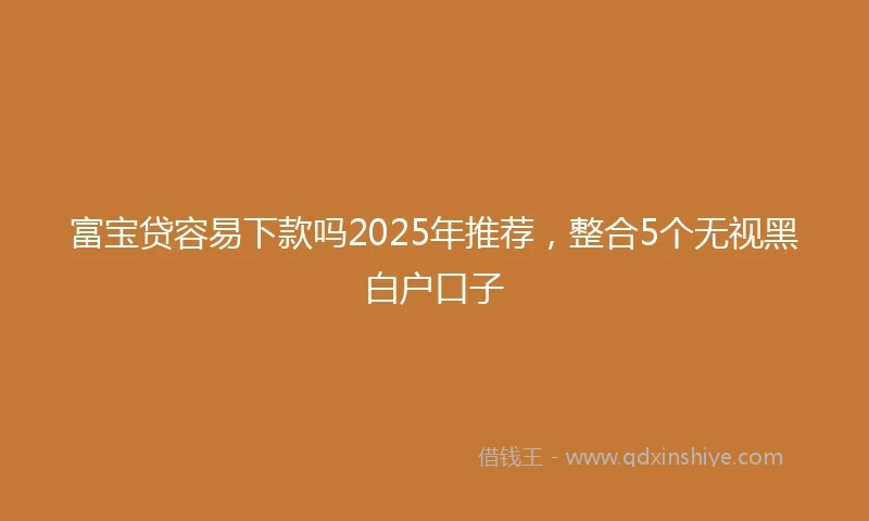富宝贷容易下款吗2025年推荐，整合5个无视黑白户口子