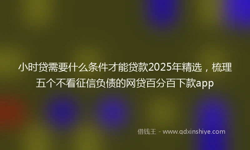 小时贷需要什么条件才能贷款2025年精选，梳理五个不看征信负债的网贷百分百下款app