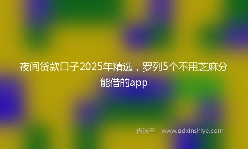 夜间贷款口子2025年精选，罗列5个不用芝麻分能借的app
