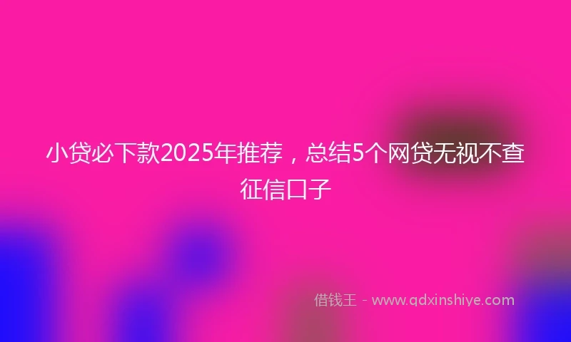 小贷必下款2025年推荐，总结5个网贷无视不查征信口子
