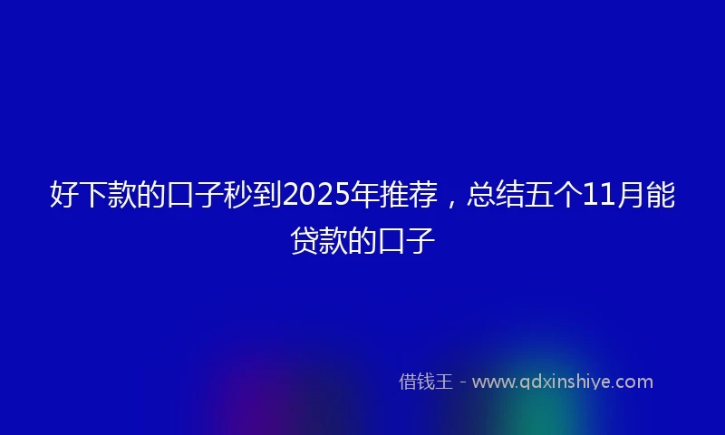 好下款的口子秒到2025年推荐，总结五个11月能贷款的口子