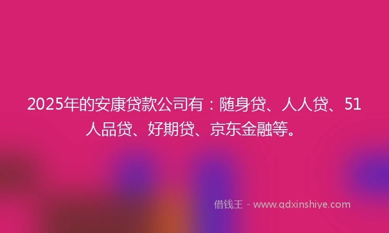 2025年的安康贷款公司有：随身贷、人人贷、51人品贷、好期贷、京东金融等。