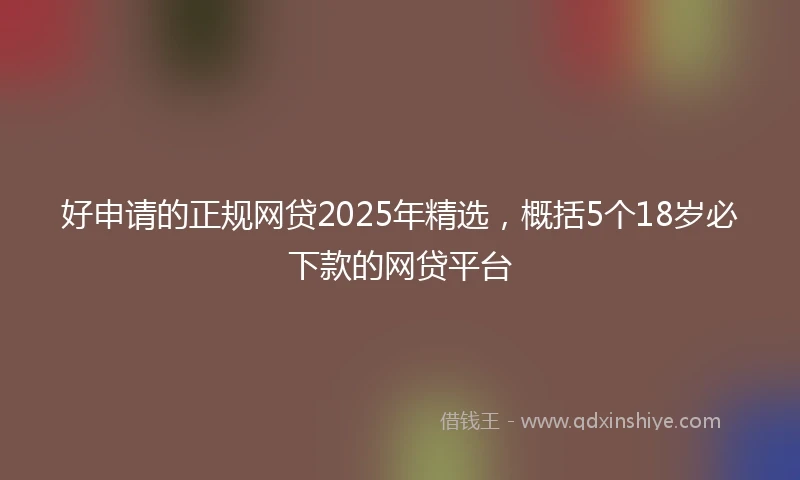 好申请的正规网贷2025年精选，概括5个18岁必下款的网贷平台